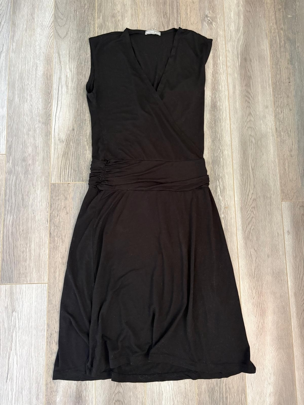 James Perse Black Sleeveless Wrap Style Midi Dress 2 Small